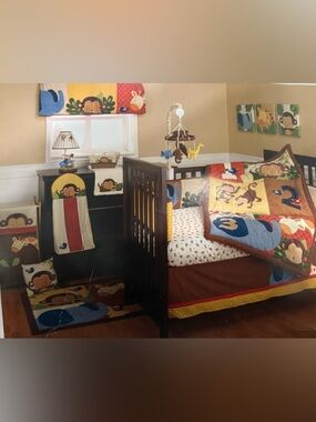 Jungle123 Nursery Collection Crib Bedding Set + Mobile & Accessories